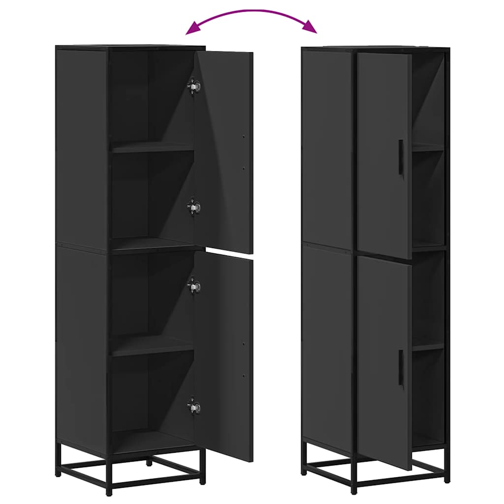 Credenza Nera 35,5x35x139 cm Legno Multistrato Metallo 849054