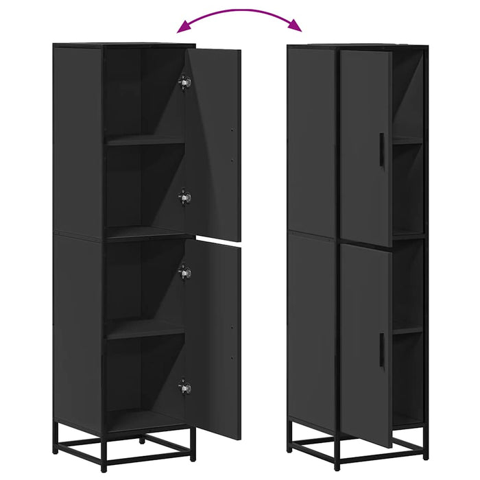 Credenza Nera 35,5x35x139 cm Legno Multistrato Metallo 849054