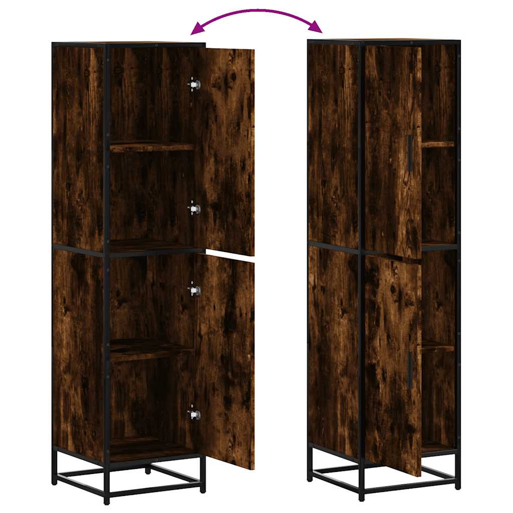 vidaXL Credenza Rovere Fumo 35,5x35x139 cm Legno Multistrato Metallo