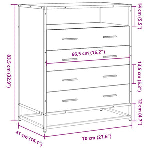 Cassettiera Nera 70x41x83,5 cm in Legno Multistrato 849089