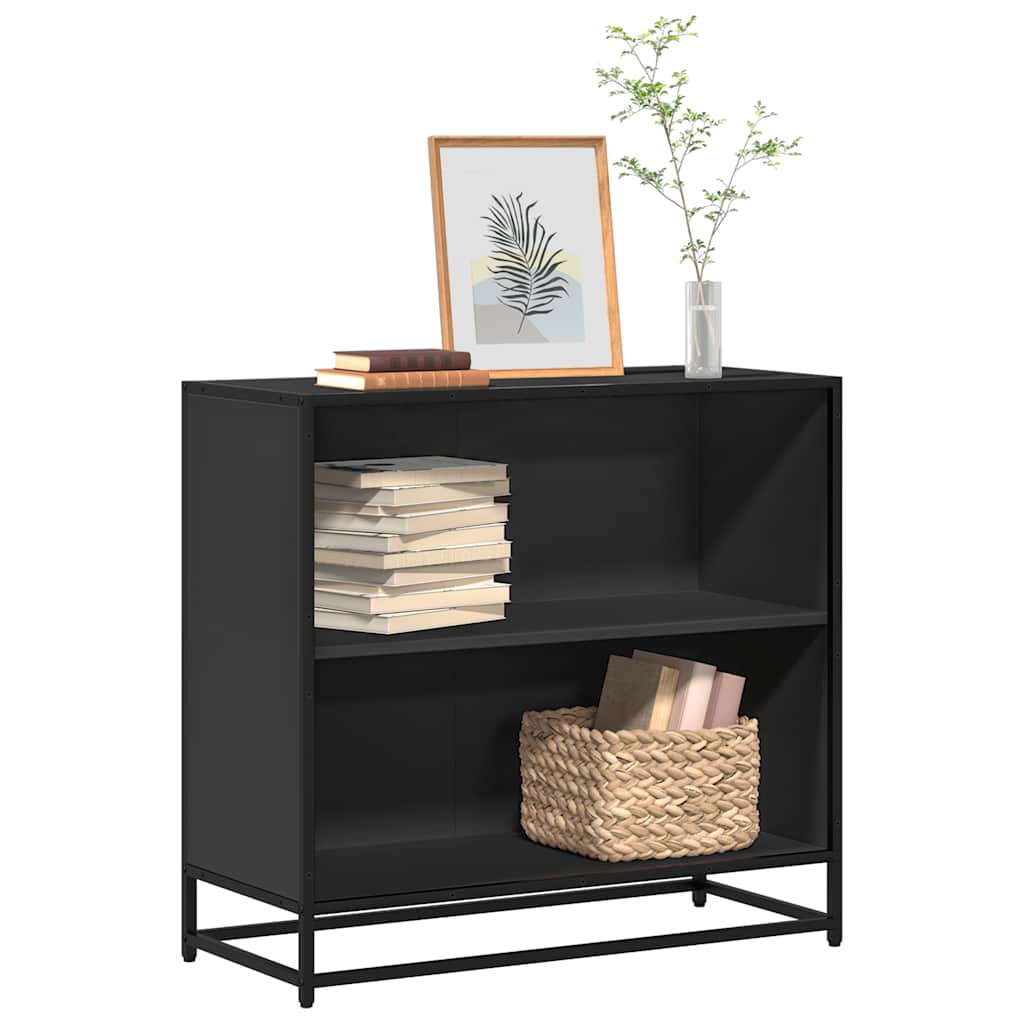 Libreria-Scaffale per Libri-Mobile di Stoccaggio Nera 80,5x35x76 cm in Legno Multistrato