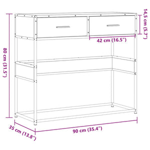Tavolino Consolle Nero 90x35x80 cm in Legno Multistrato 849174