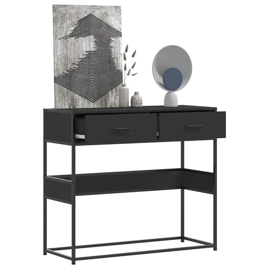Tavolino Consolle-Tavolino da soggiorno-Tavolo Nero 90x35x80 cm in Legno Multistrato 283585