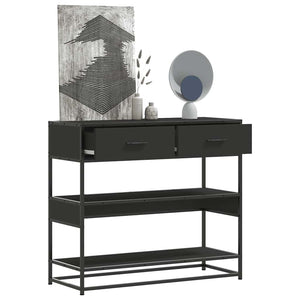 vidaXL Tavolino Consolle Nero 90x35x80 cm in Legno Multistrato