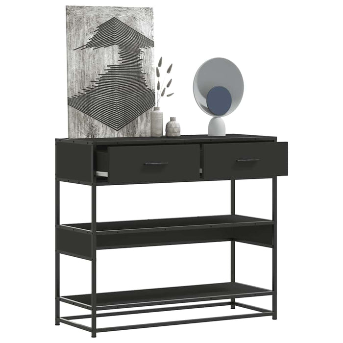 vidaXL Tavolino Consolle Nero 90x35x80 cm in Legno Multistrato