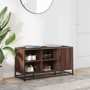 Scarpiera Rovere Marrone 100x40x53,5 cm in Truciolato e Metallo 849218