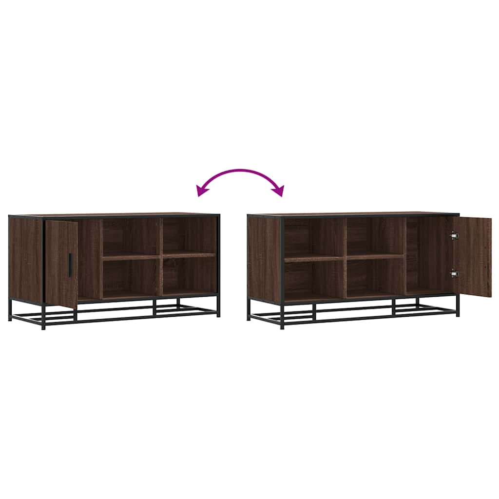 Scarpiera Rovere Marrone 100x40x53,5 cm in Truciolato e Metallo 849218