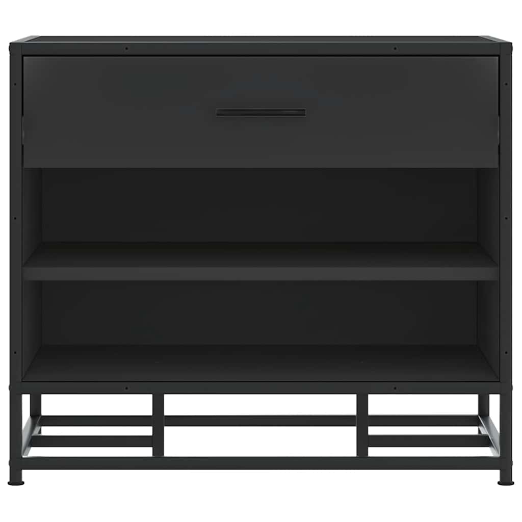 Panca Portaoggetti Nera 60x40x53,5 cm Multistrato e Metallo 849219