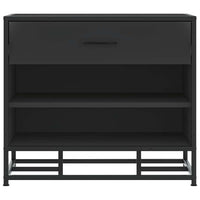 Panca Portaoggetti Nera 60x40x53,5 cm Multistrato e Metallo