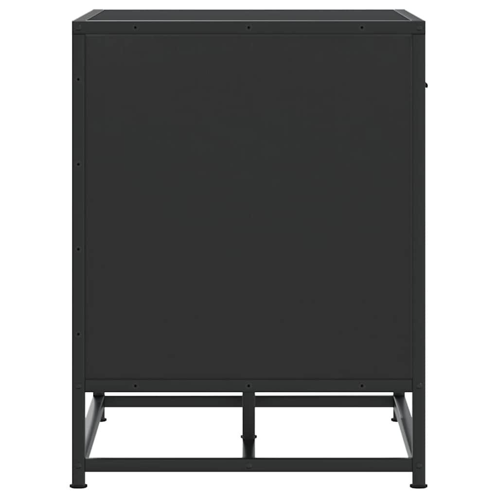 Panca Portaoggetti Nera 60x40x53,5 cm Multistrato e Metallo 849219