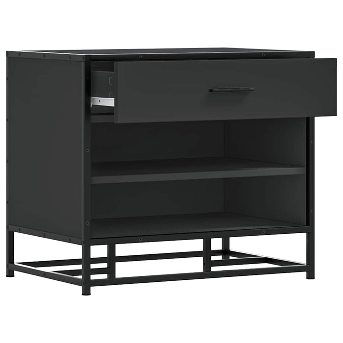 Panca Portaoggetti Nera 60x40x53,5 cm Multistrato e Metallo 849219