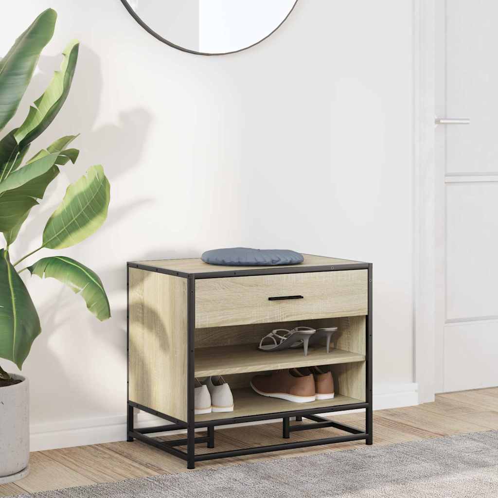 Panca Portaoggetti Rovere Sonoma Legno Multistrato e Metallo 849220