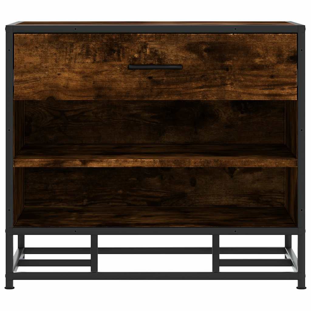 Panca Portaoggetti Rovere Fumo Legno Multistrato e Metallo 849221