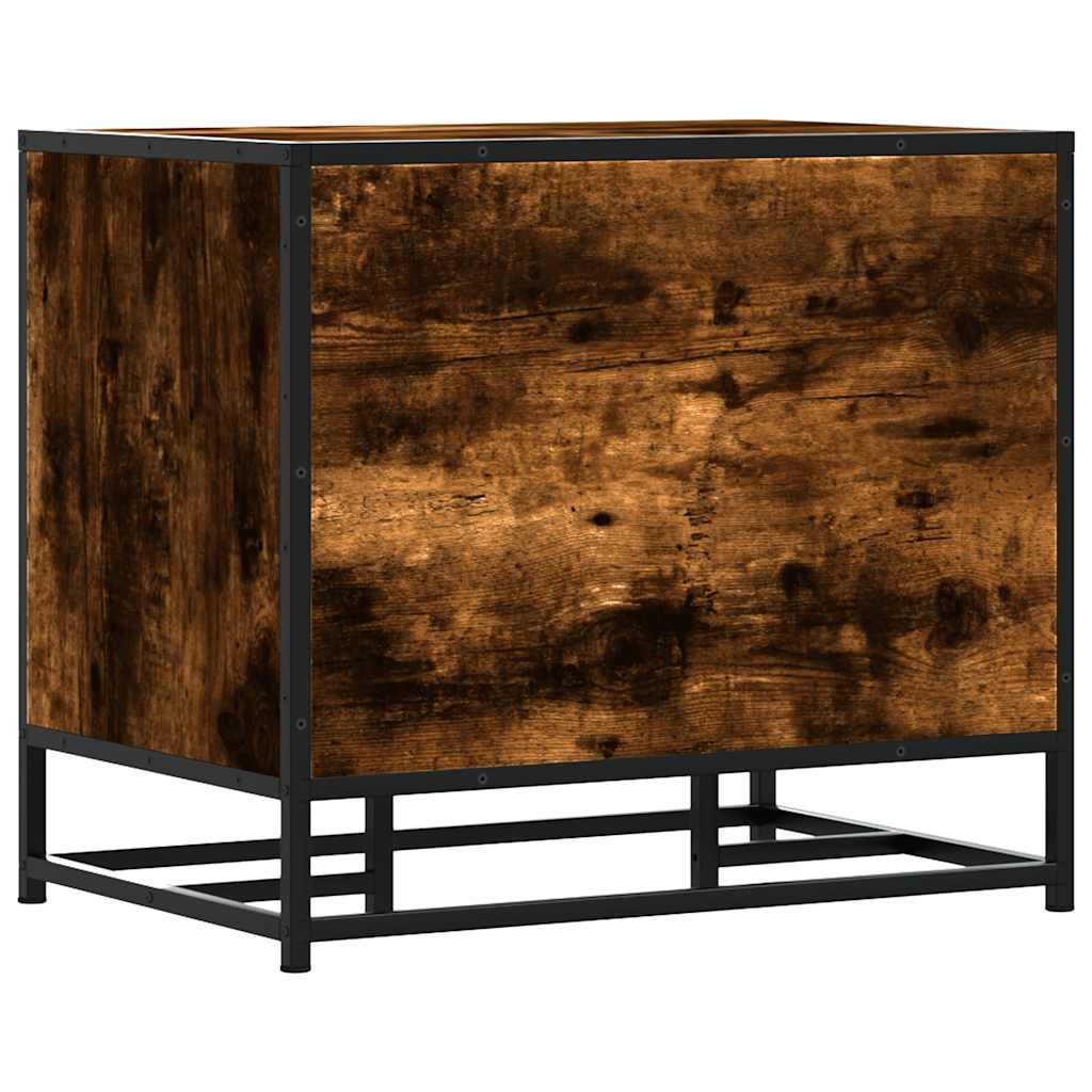 vidaXL Panca Portaoggetti Rovere Fumo Legno Multistrato e Metallo