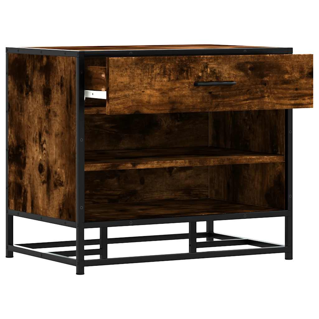 vidaXL Panca Portaoggetti Rovere Fumo Legno Multistrato e Metallo