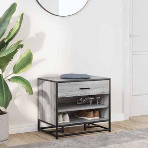 vidaXL Panca Portaoggetti Grigio Sonoma Legno Multistrato e Metallo