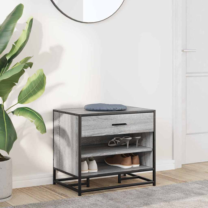 Panca Portaoggetti Grigio Sonoma Legno Multistrato e Metallo 849222