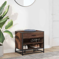 vidaXL Panca Portaoggetti Rovere Marrone Legno Multistrato e Metallo