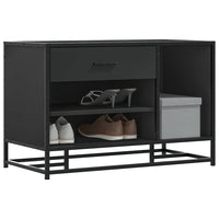 Panca Portaoggetti Nera 80x40x53,5 cm Multistrato e Metallo