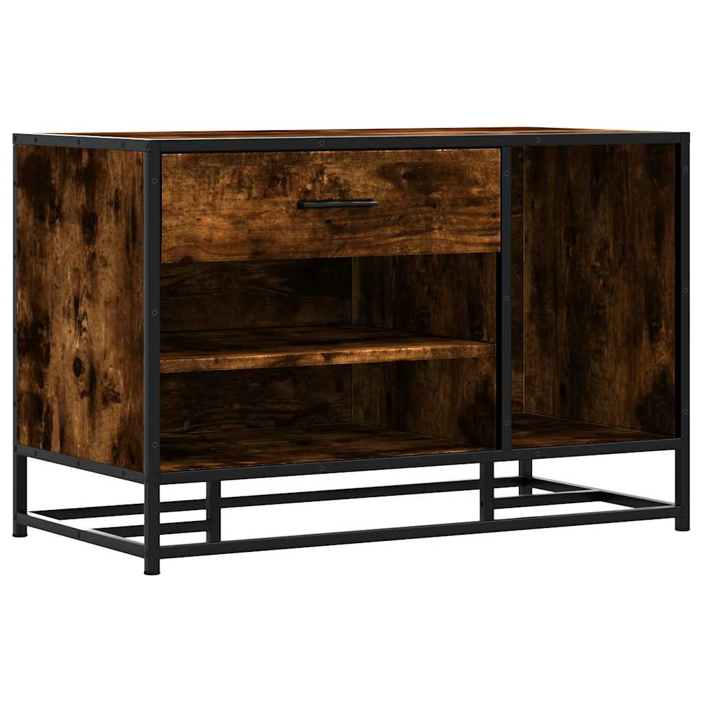 Panca Portaoggetti Rovere Fumo Legno Multistrato e Metallo 849226