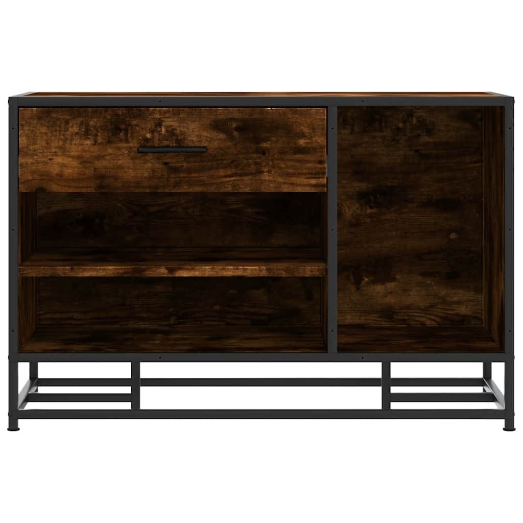 Panca Portaoggetti Rovere Fumo Legno Multistrato e Metallo 849226