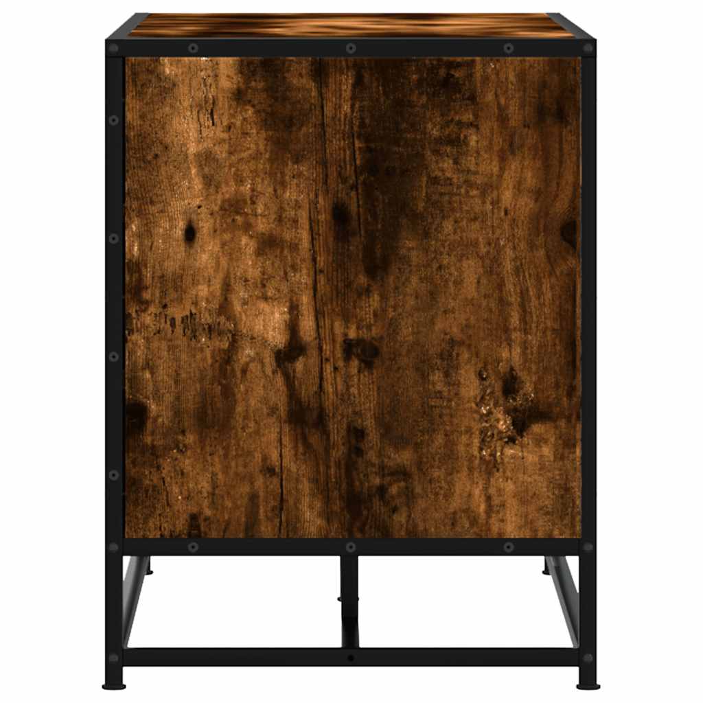 Panca Portaoggetti Rovere Fumo Legno Multistrato e Metallo