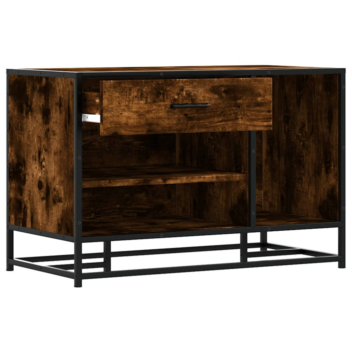 Panca Portaoggetti Rovere Fumo Legno Multistrato e Metallo 849226