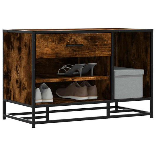 Panca Portaoggetti Rovere Fumo Legno Multistrato e Metallo