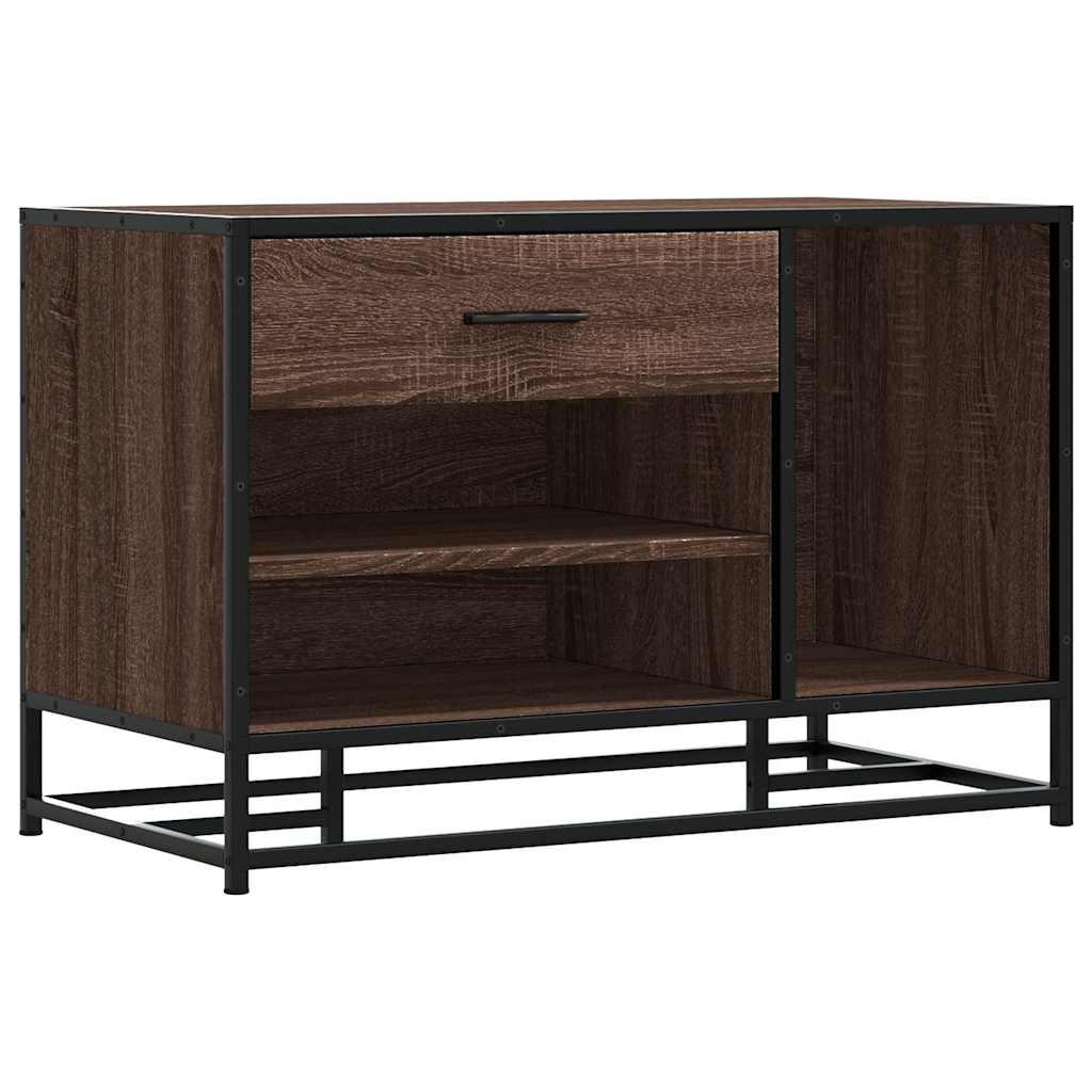 vidaXL Panca Portaoggetti Rovere Marrone Legno Multistrato e Metallo