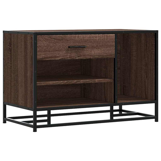 vidaXL Panca Portaoggetti Rovere Marrone Legno Multistrato e Metallo