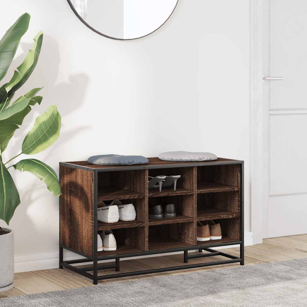 Scarpiera Rovere Marrone 84x40x53,5 cm Truciolato e Metallo