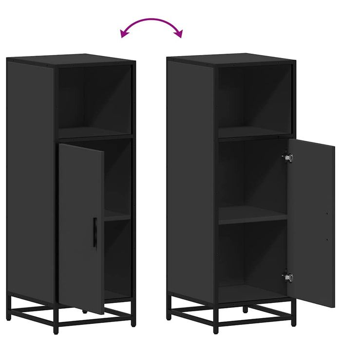 Armadietto da Bagno Nero 35x37,5x100 cm in Legno Multistrato