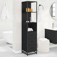 Armadietto da Bagno Nero 35x37,5x166 cm in Legno Multistrato 849244