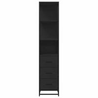 Armadietto da Bagno Nero 35x37,5x166 cm in Legno Multistrato 849244