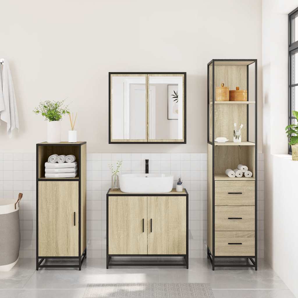 Armadietto Bagno Rovere Sonoma 35x37,5x166 cm Legno Multistrato