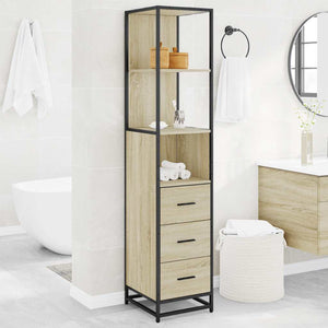 Armadietto Bagno Rovere Sonoma 35x37,5x166 cm Legno Multistrato