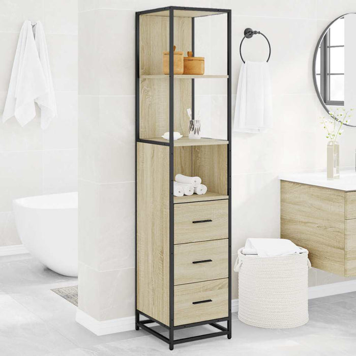 Armadietto Bagno Rovere Sonoma 35x37,5x166 cm Legno Multistrato