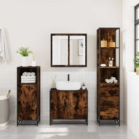Armadietto Bagno Rovere Fumo 35x37,5x166cm in Legno Multistrato