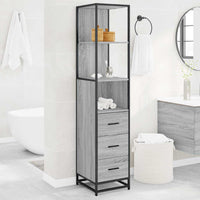 Armadietto Bagno Grigio Sonoma 35x37,5x166 cm Legno Multistrato