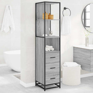 Armadietto Bagno Grigio Sonoma 35x37,5x166 cm Legno Multistrato