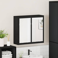 Armadietto Specchio da Bagno Nero 65x20x60 cm Legno Multistrato 849254