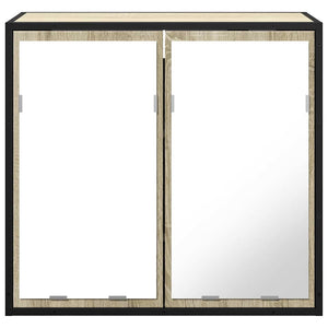 Mobiletto con specchio per bagno in rovere Sonoma 65x20x60 cm in legno ingegnerizzato 849255