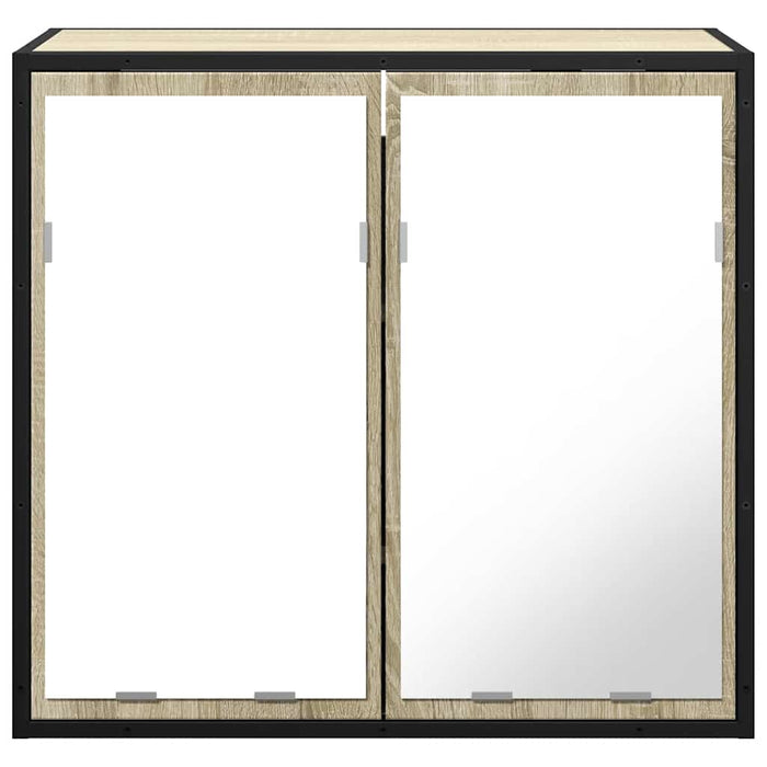 Mobiletto con specchio per bagno in rovere Sonoma 65x20x60 cm in legno ingegnerizzato 849255