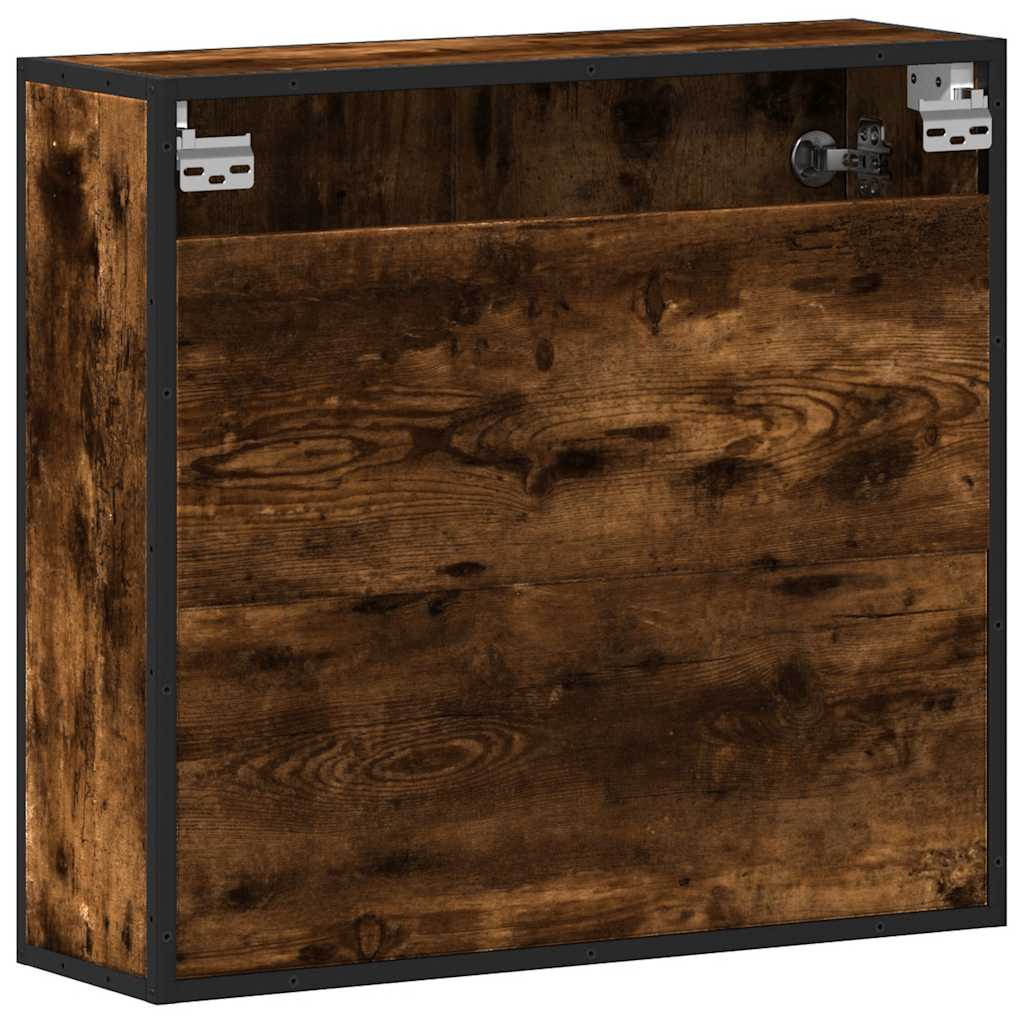 vidaXL Mobile Bagno Specchio Rovere Fumo 65x20x60 cm Legno Multistrato