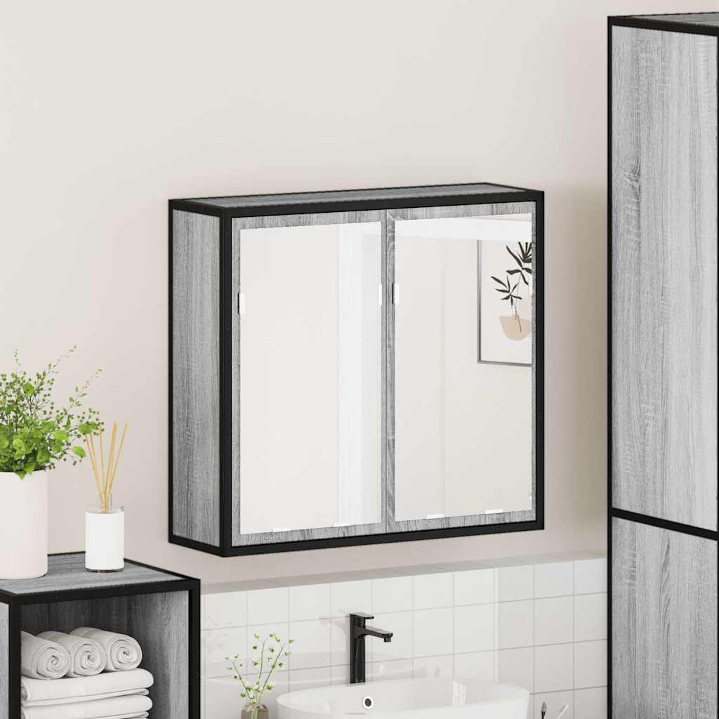 Mobile Specchio da Bagno Grigio Sonoma 65x20x60 cm Multistrato 849257
