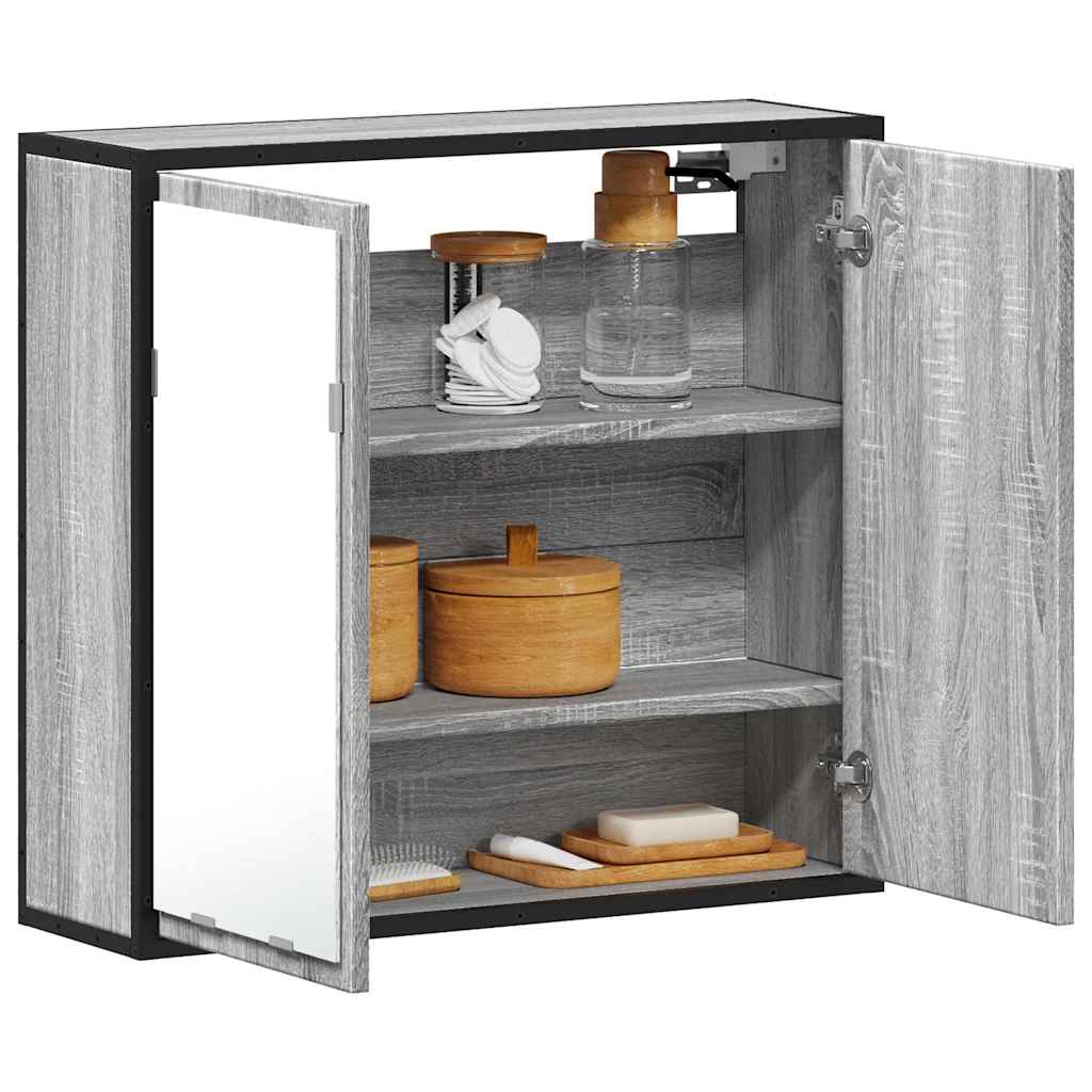 vidaXL Mobile Specchio da Bagno Grigio Sonoma 65x20x60 cm Multistrato