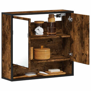 vidaXL Mobile Bagno Specchio Rovere Fumo 65x20x60 cm Legno Multistrato