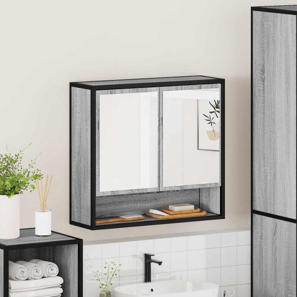 Mobile Specchio da Bagno Grigio Sonoma 65x20x60 cm Multistrato 849262