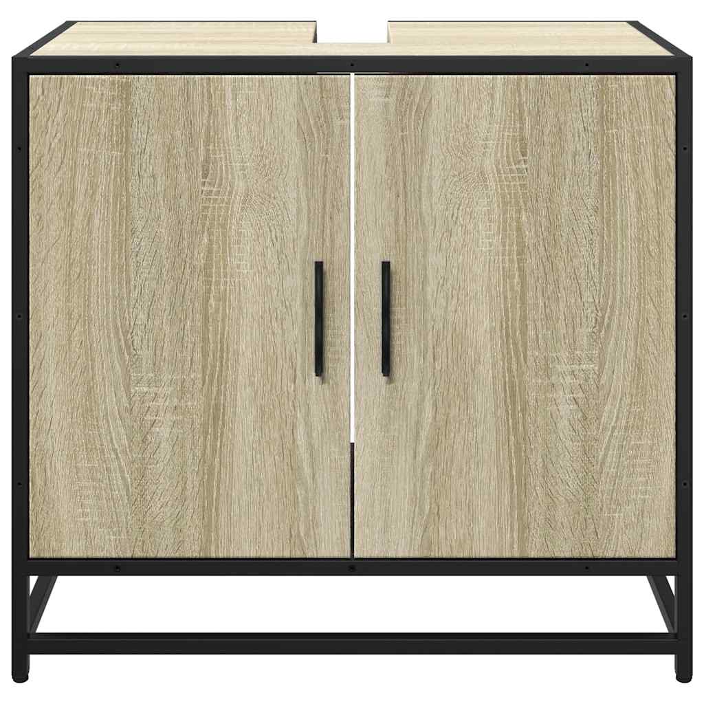 Mobiletto per Lavabo da Bagno-Armadietto da bagno Rovere Sonoma 65x33x60 cm Legno Massello 116108