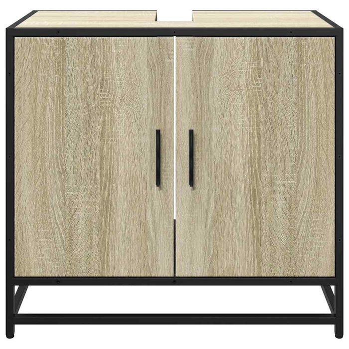 Mobiletto per Lavabo da Bagno Rovere Sonoma 65x33x60 cm Legno Massello 849265